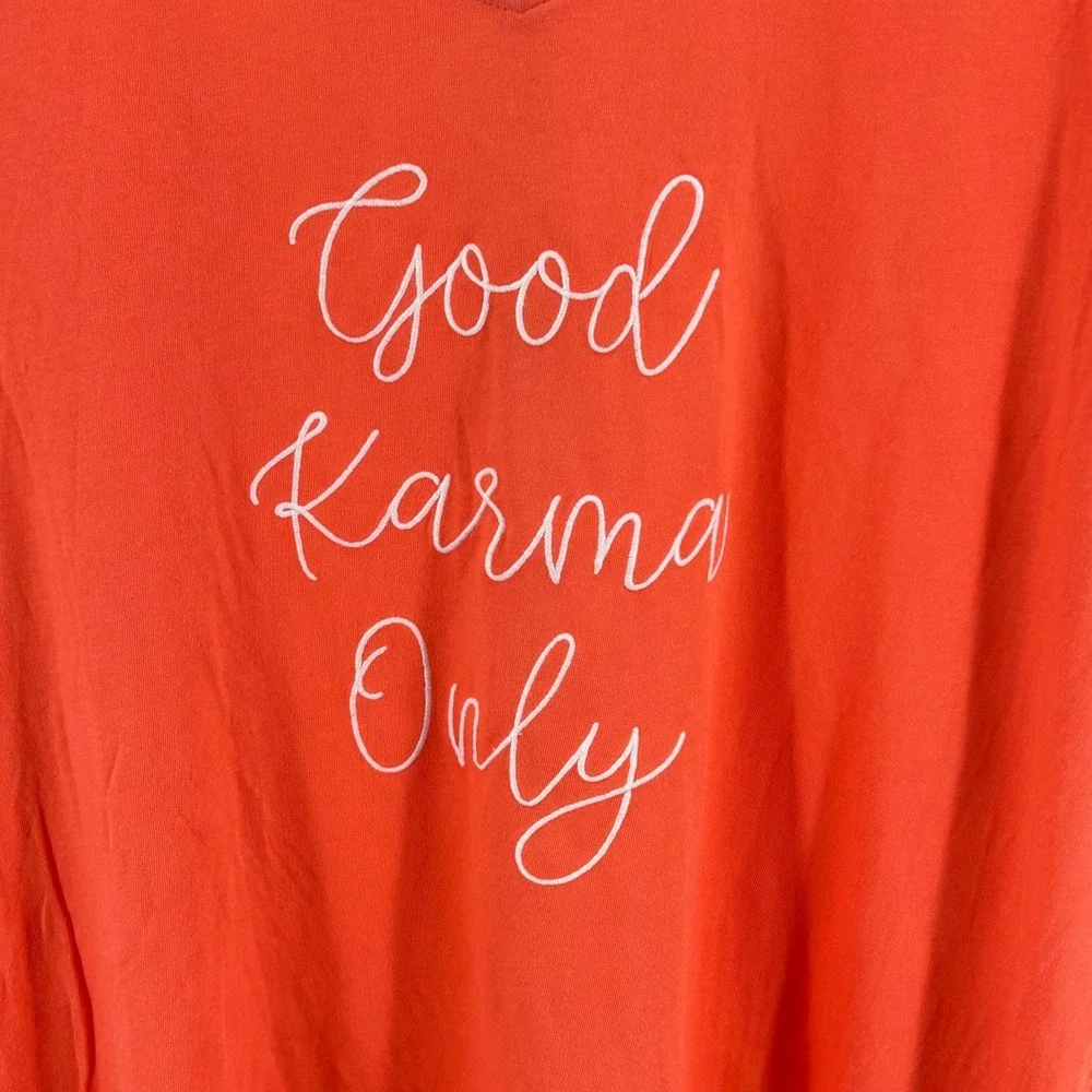Secret‎ Treasures Good Karma Only V-Neck Sleep Shirt Orange 2X 18W-20W TZ30330SB